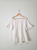 Relaxed Linen Ruffle Top (M)