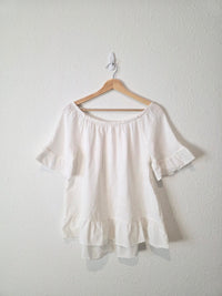 Relaxed Linen Ruffle Top (M)