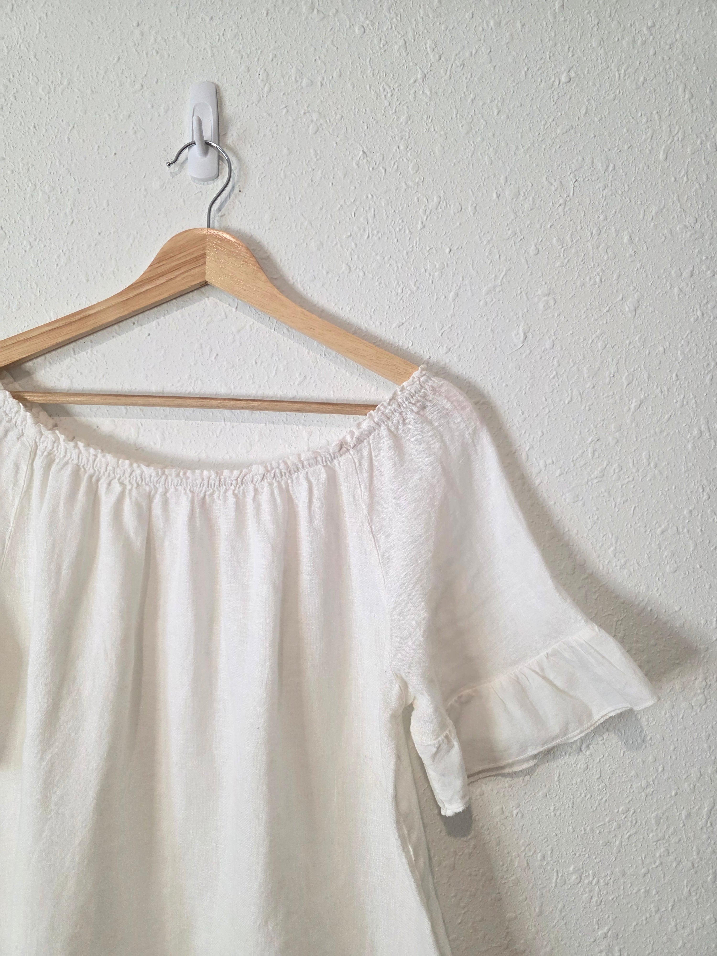 Relaxed Linen Ruffle Top (M)
