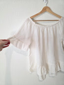Relaxed Linen Ruffle Top (M)