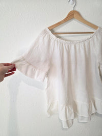 Relaxed Linen Ruffle Top (M)