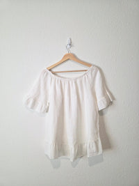 Relaxed Linen Ruffle Top (M)