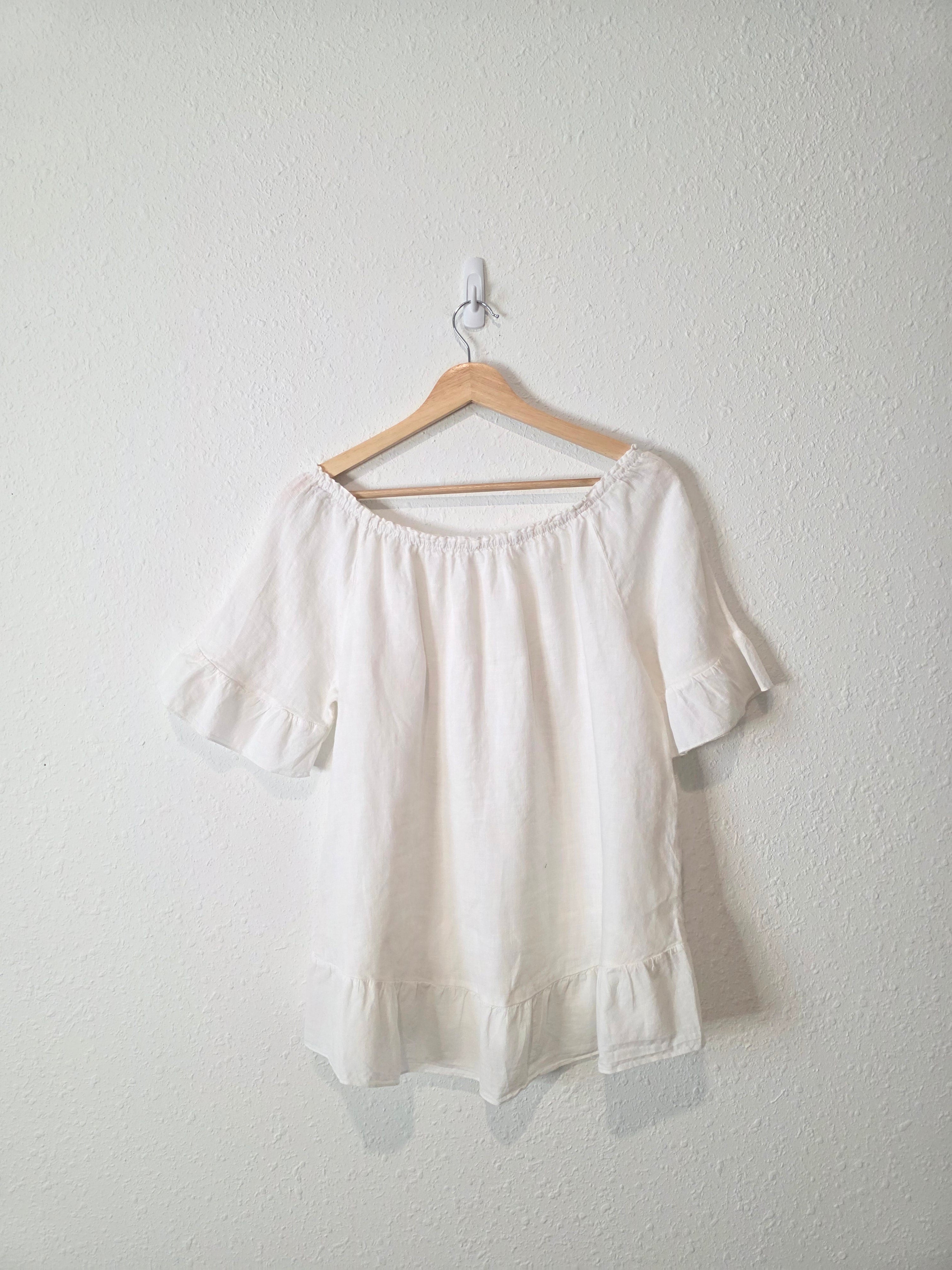Relaxed Linen Ruffle Top (M)