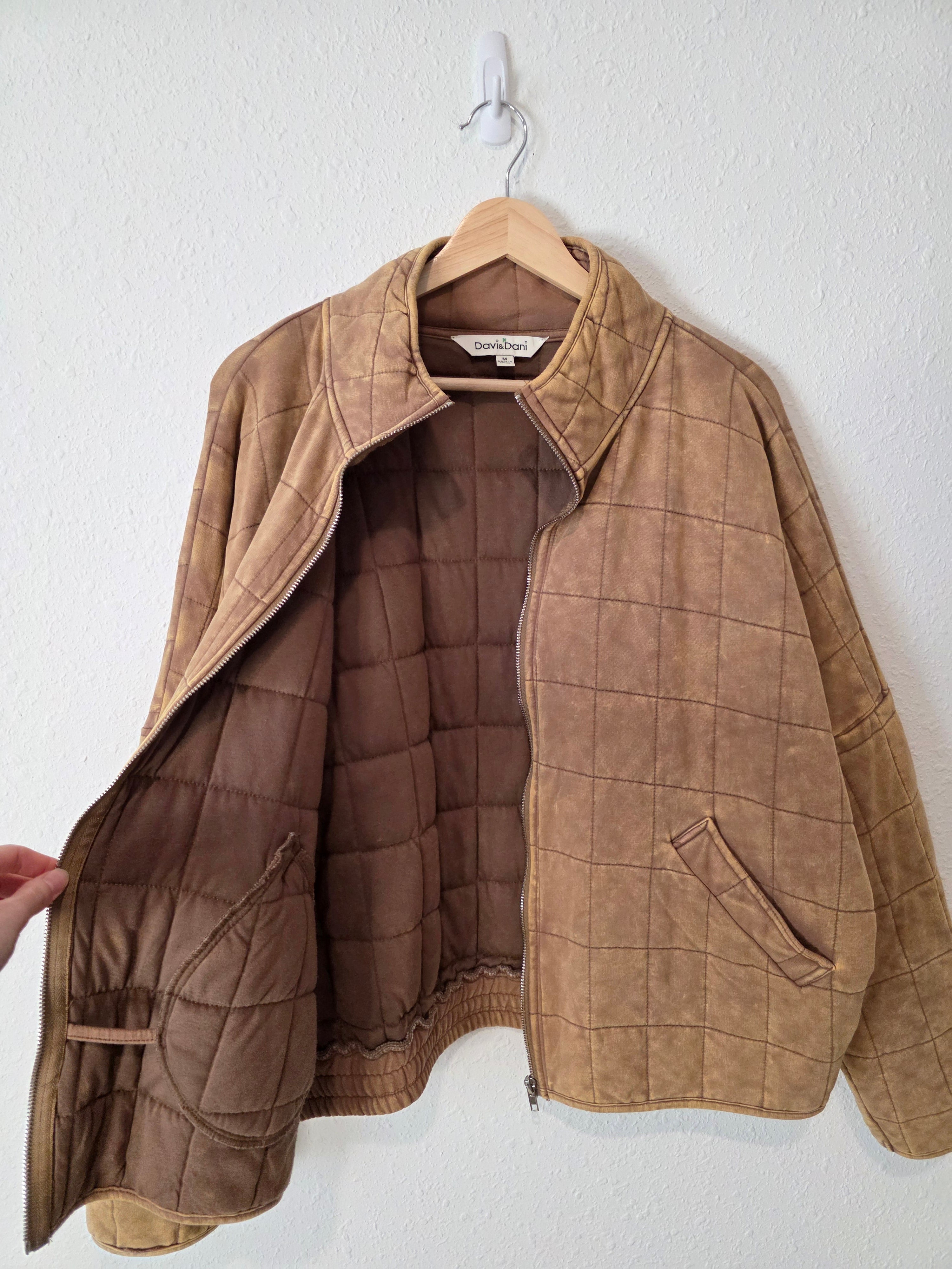 Neutral Oversized Quilted Jacket (M)
