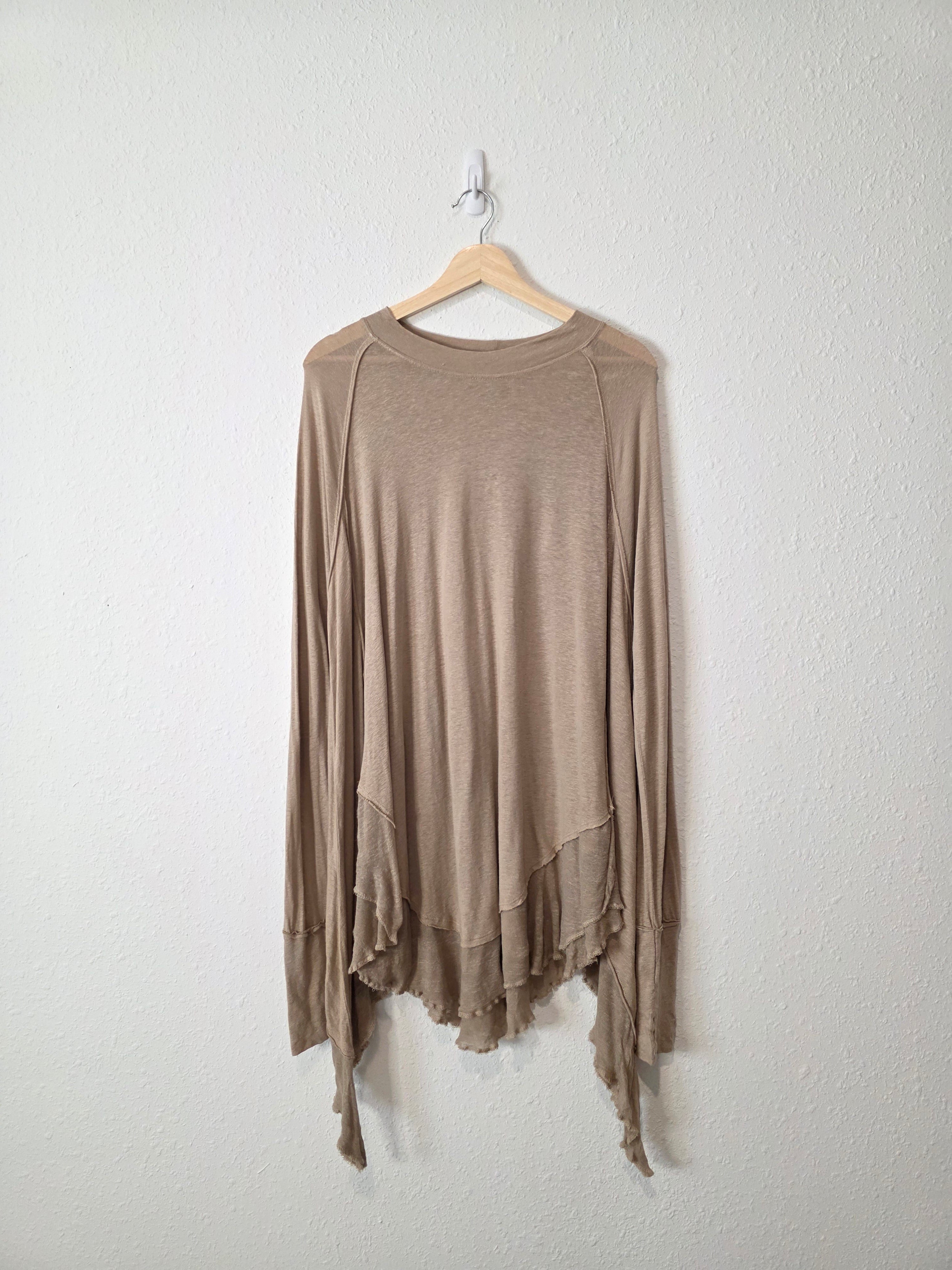 Free People Linen Blend Ruffle Top (M)