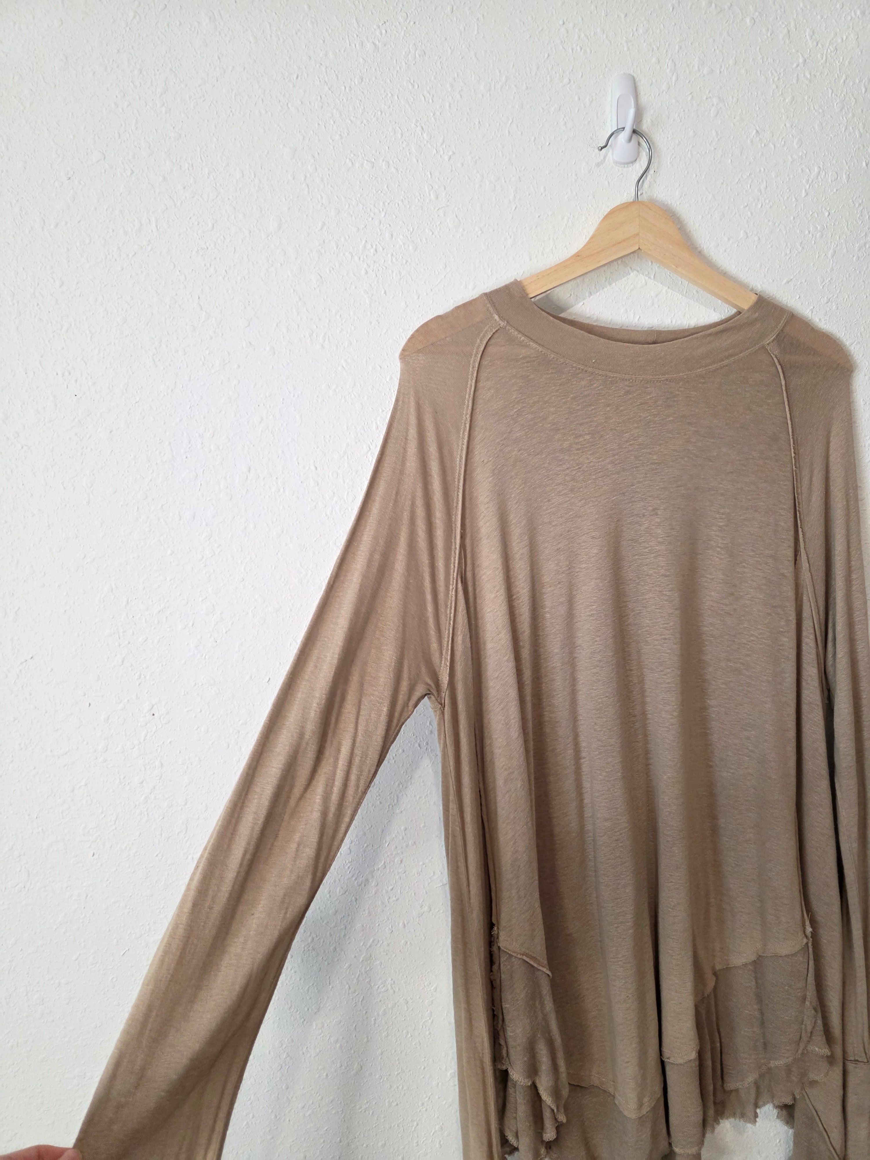 Free People Linen Blend Ruffle Top (M)