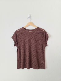 Aerie Brown Lace Short Sleeve Tee (M)