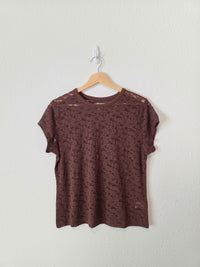 Aerie Brown Lace Short Sleeve Tee (M)