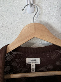 Aerie Brown Lace Short Sleeve Tee (M)