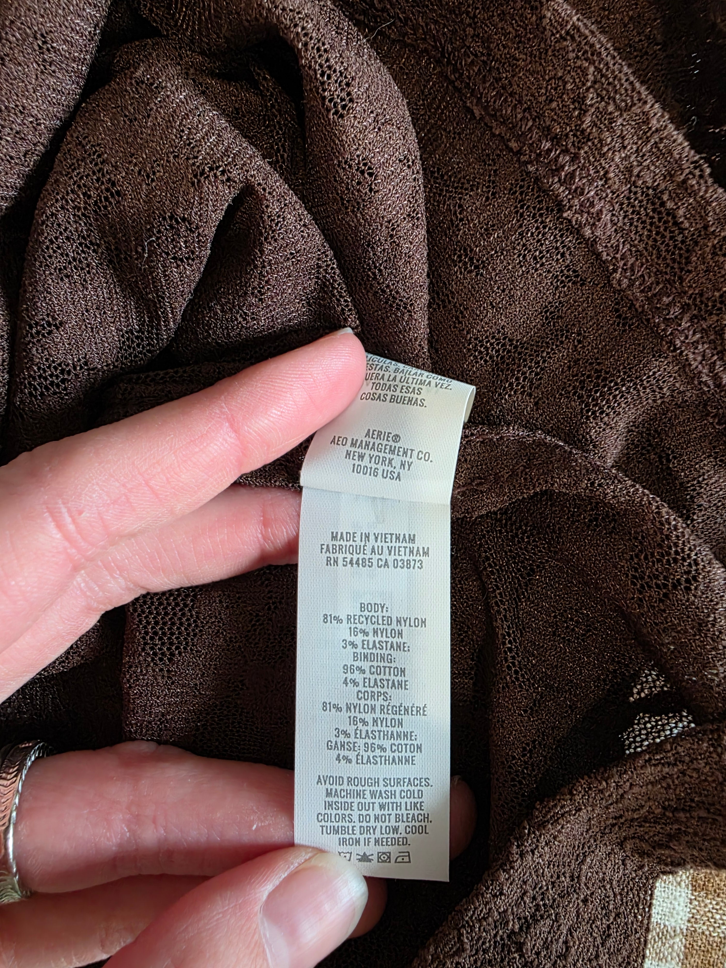 Aerie Brown Lace Short Sleeve Tee (M)