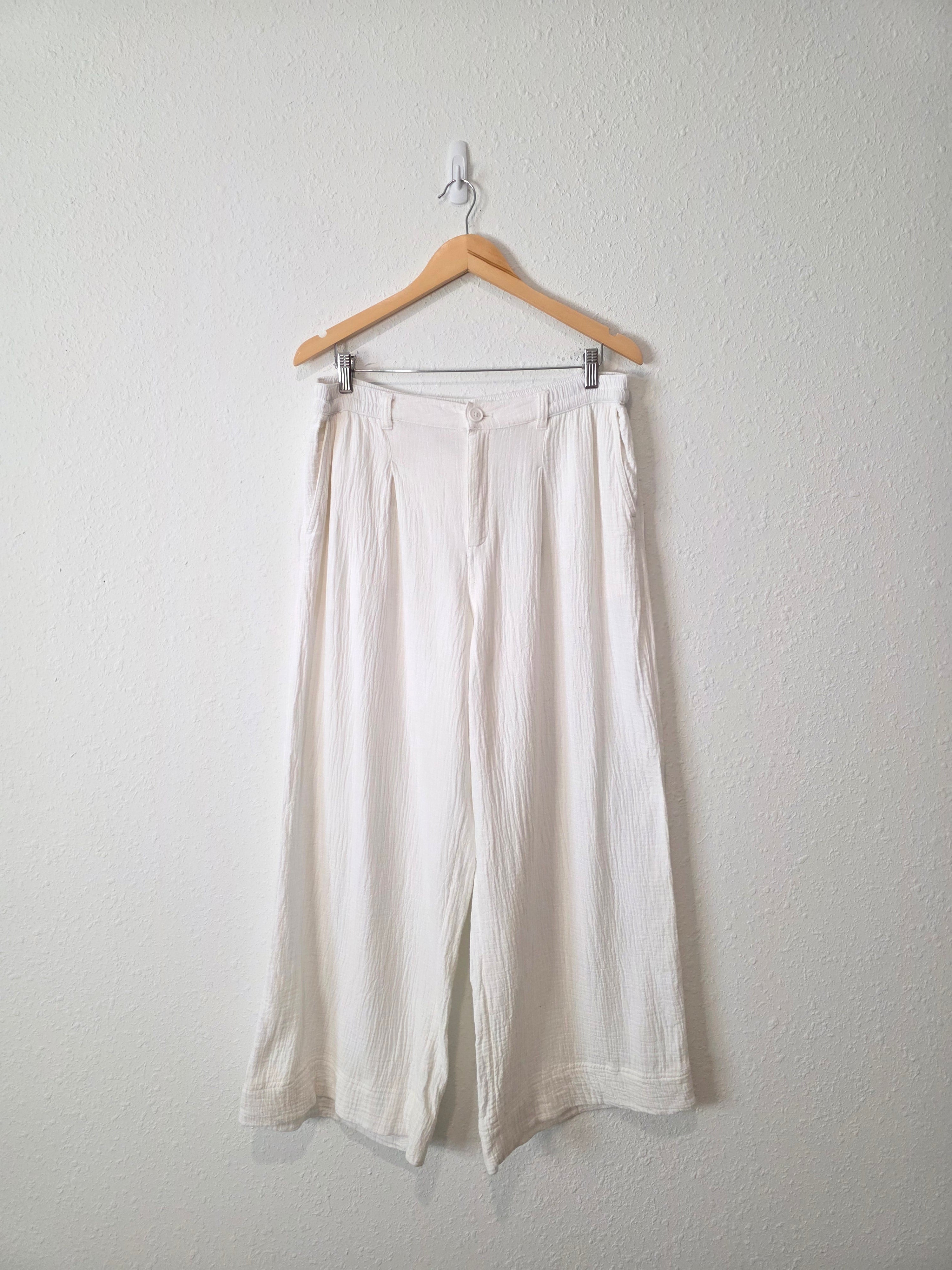 Aerie Wide Leg Gauze Pants (L)