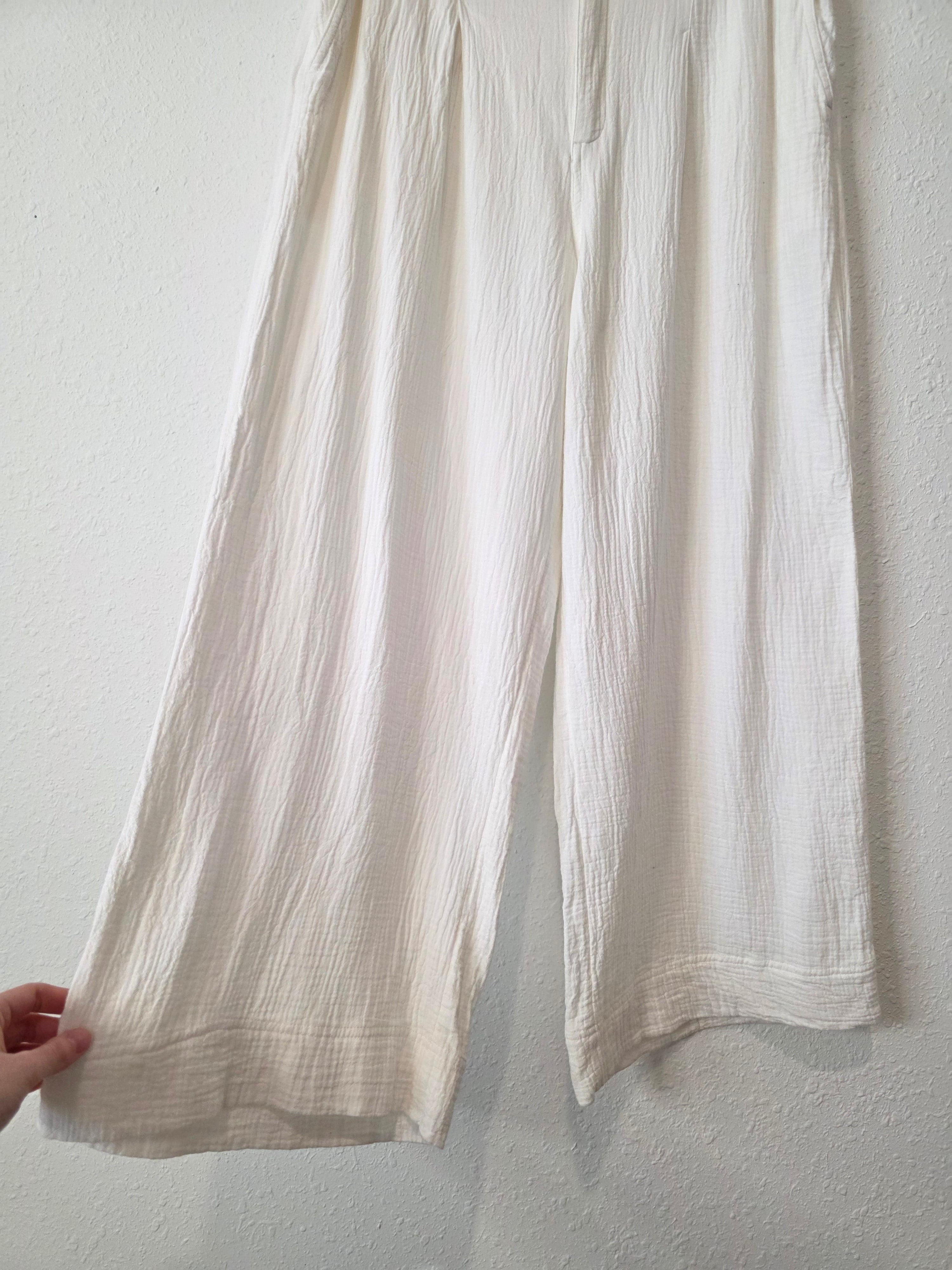 Aerie Wide Leg Gauze Pants (L)