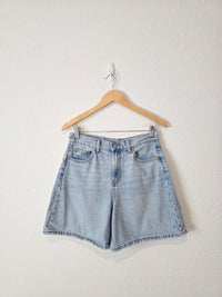 Light Wash Relaxed Denim Shorts (28)