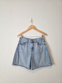 Light Wash Relaxed Denim Shorts (28)