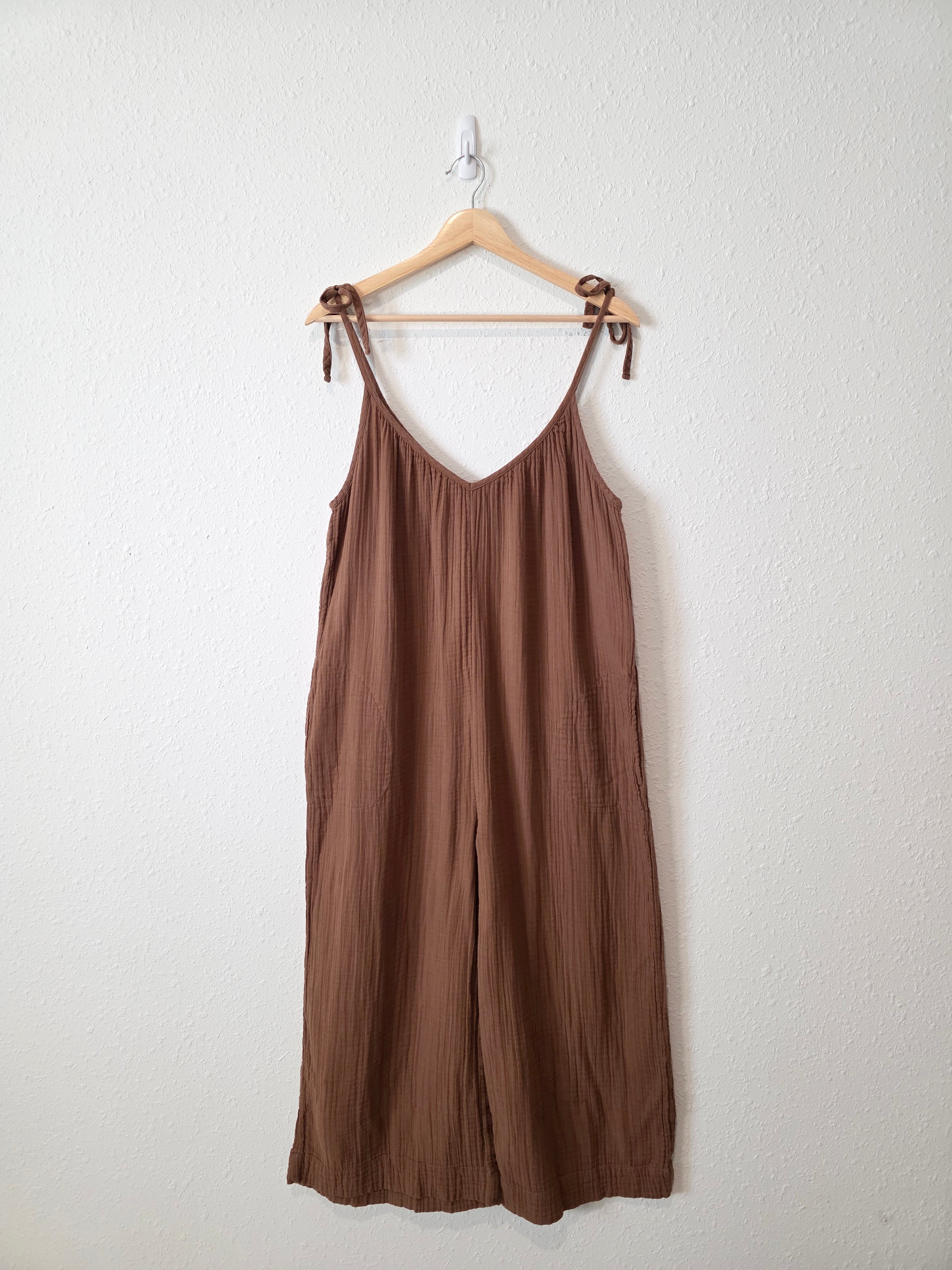 Brown Gauze Wide Leg Jumpsuit (L)