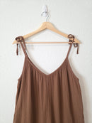Brown Gauze Wide Leg Jumpsuit (L)