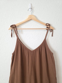 Brown Gauze Wide Leg Jumpsuit (L)