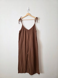 Brown Gauze Wide Leg Jumpsuit (L)