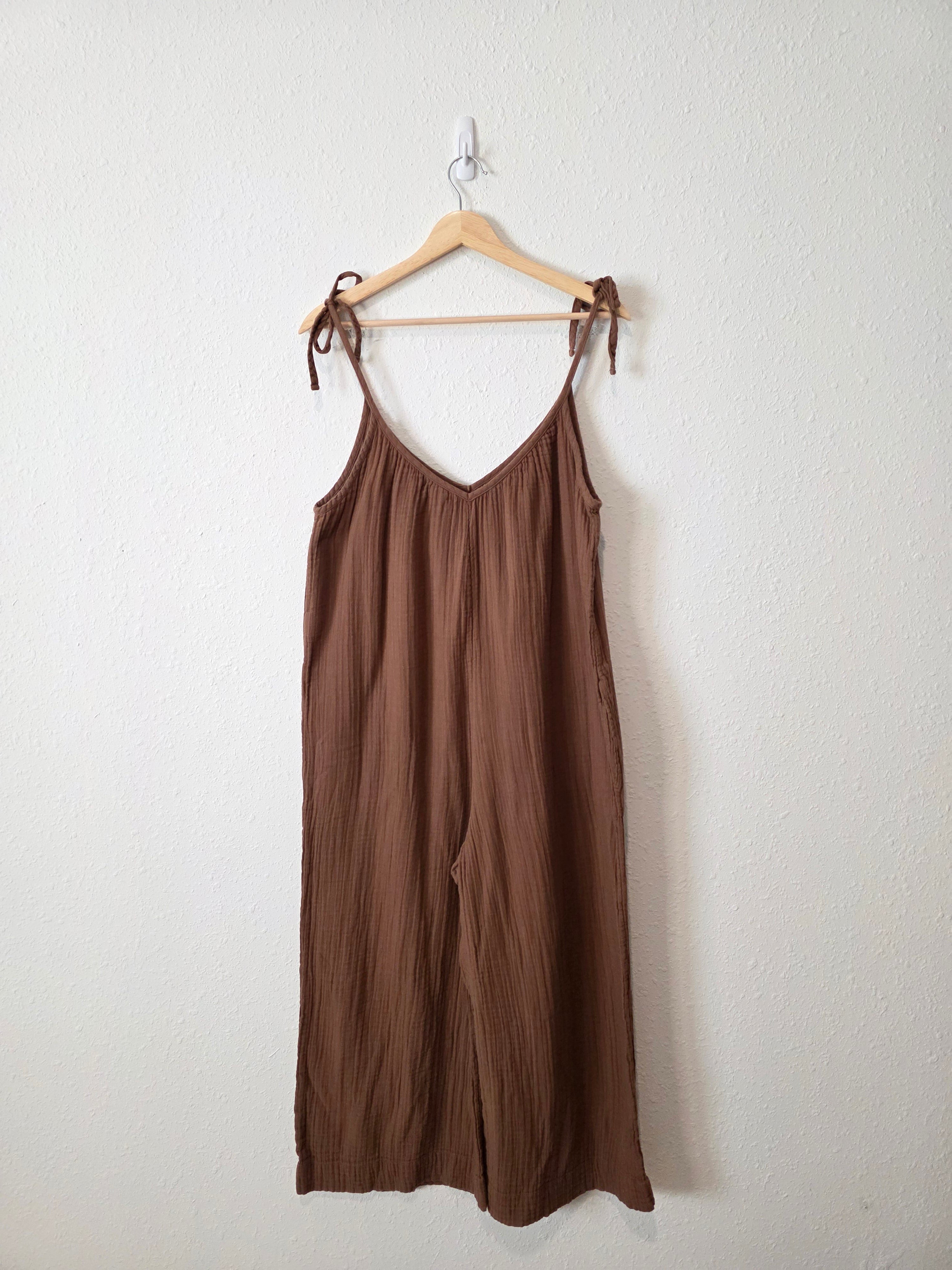 Brown Gauze Wide Leg Jumpsuit (L)