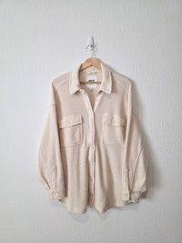 Aerie Oat Waffle Shirt Jacket (L)