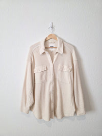 Aerie Oat Waffle Shirt Jacket (L)