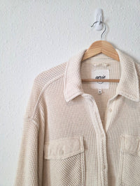 Aerie Oat Waffle Shirt Jacket (L)