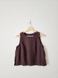 J.Crew Brown Linen Button Back Tank (XS)