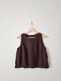 J.Crew Brown Linen Button Back Tank (XS)