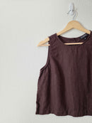 J.Crew Brown Linen Button Back Tank (XS)
