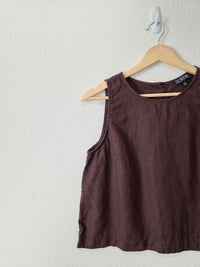 J.Crew Brown Linen Button Back Tank (XS)