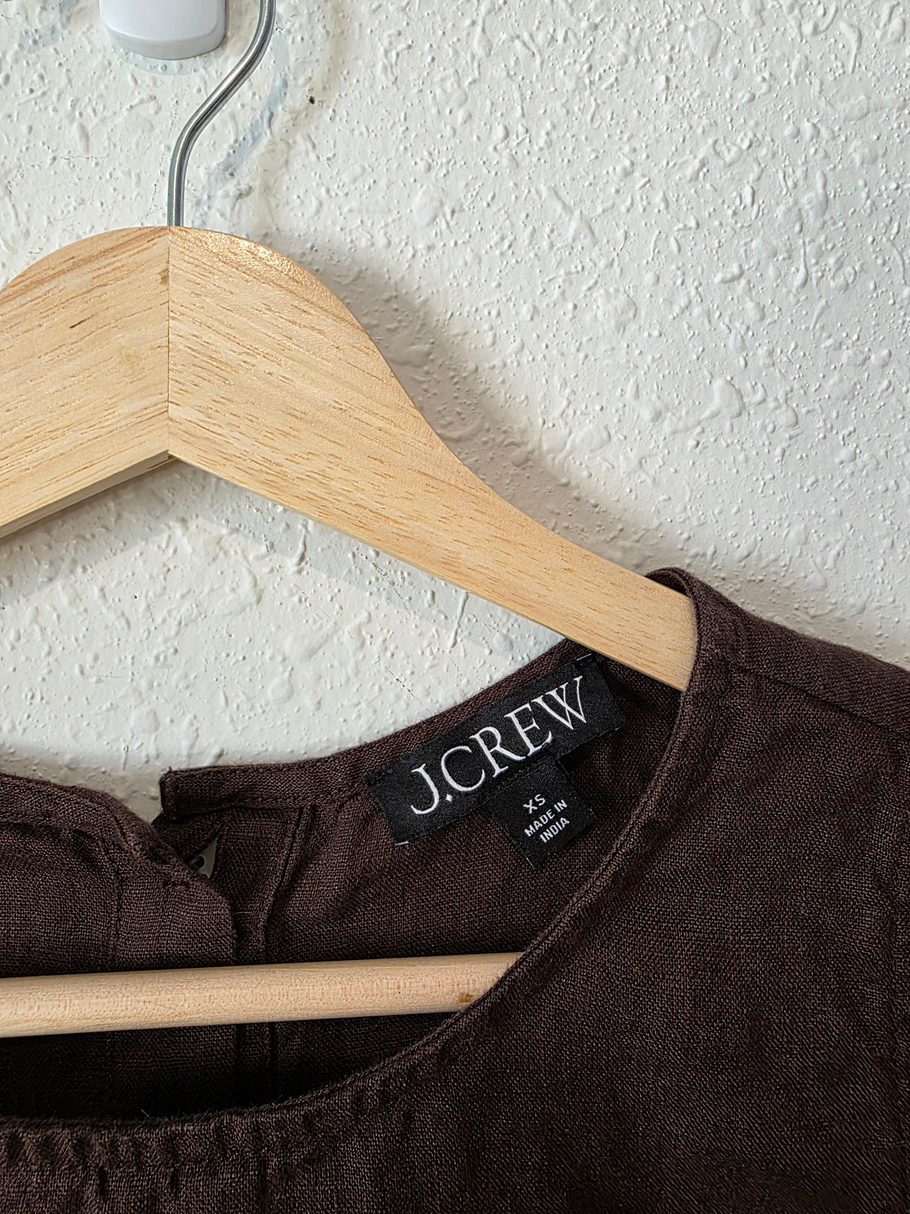 J.Crew Brown Linen Button Back Tank (XS)
