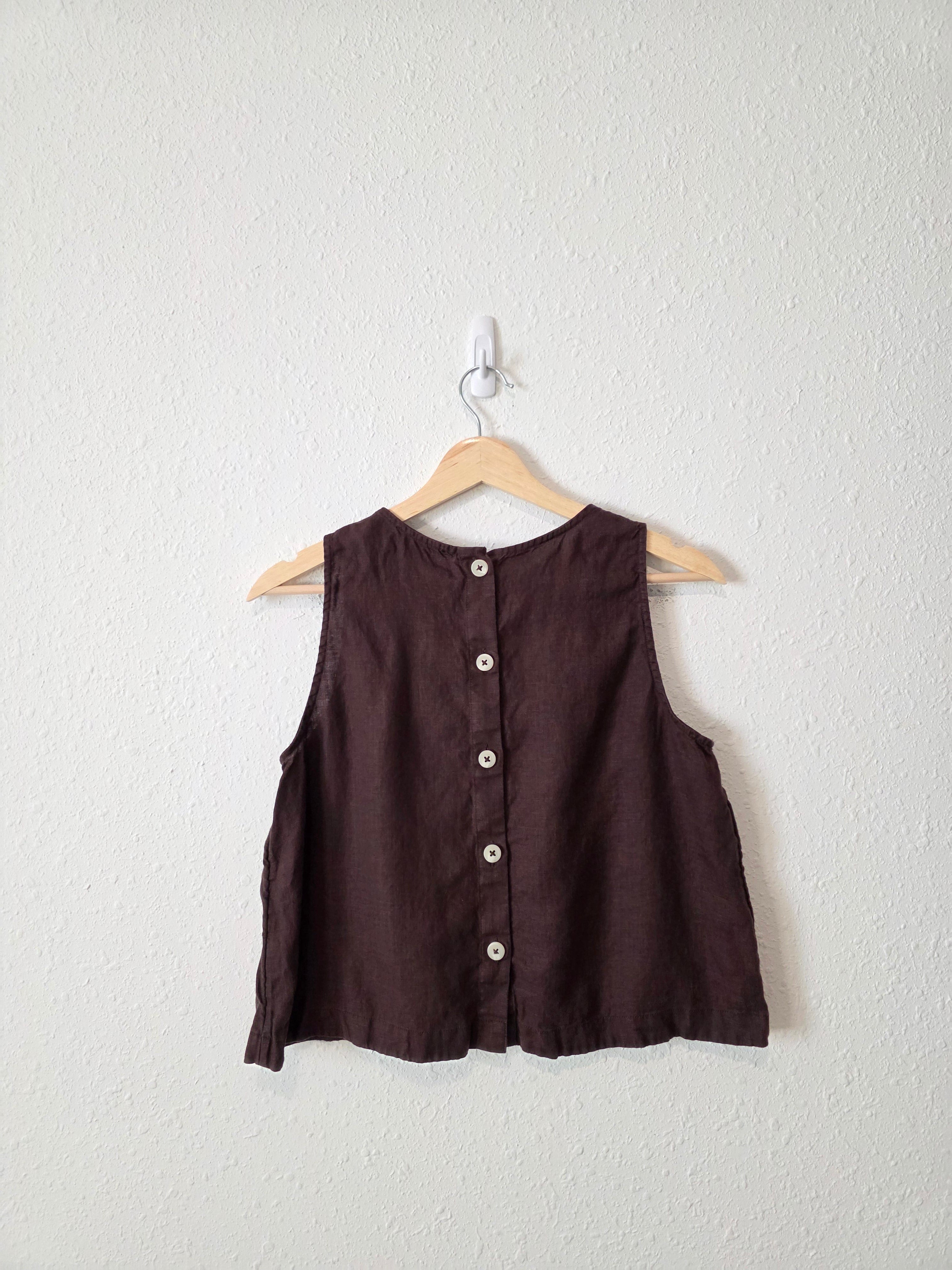J.Crew Brown Linen Button Back Tank (XS)