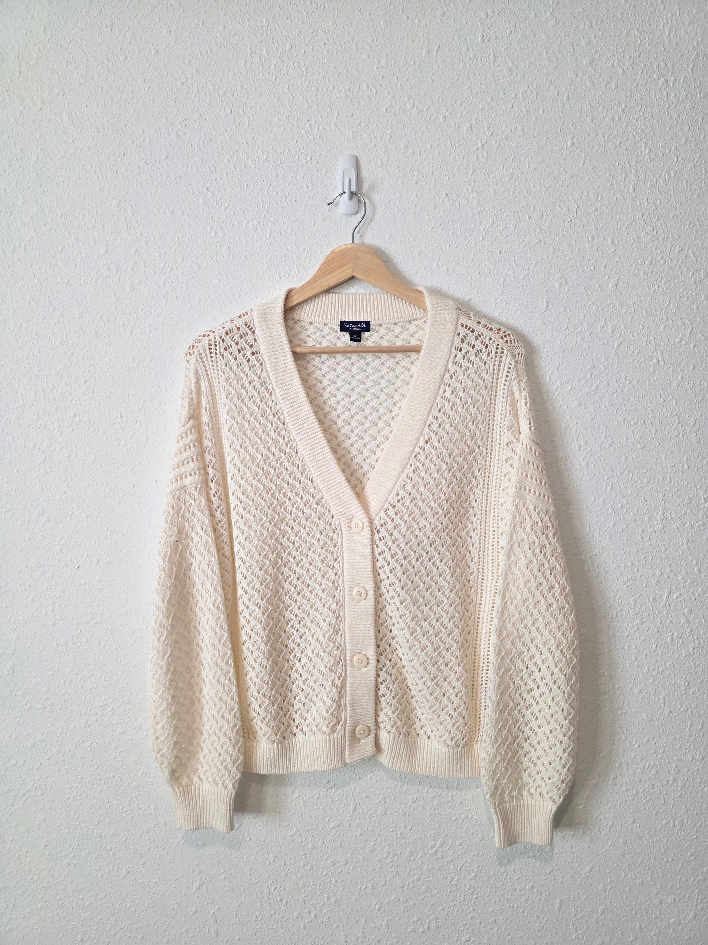 Splendid Neutral Crochet Cardigan (XS)