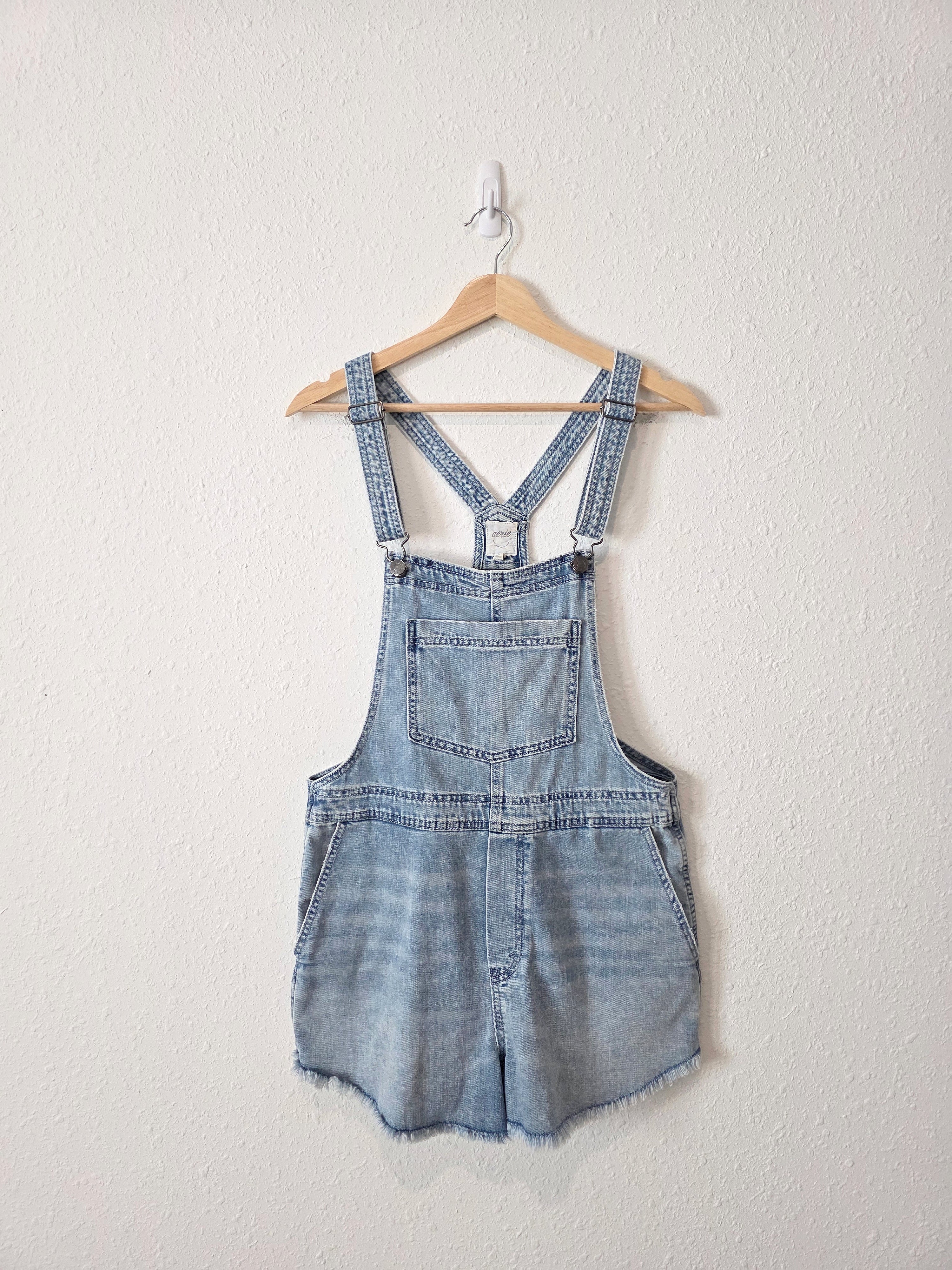 Aerie Light Wash Denim Shortalls (S)