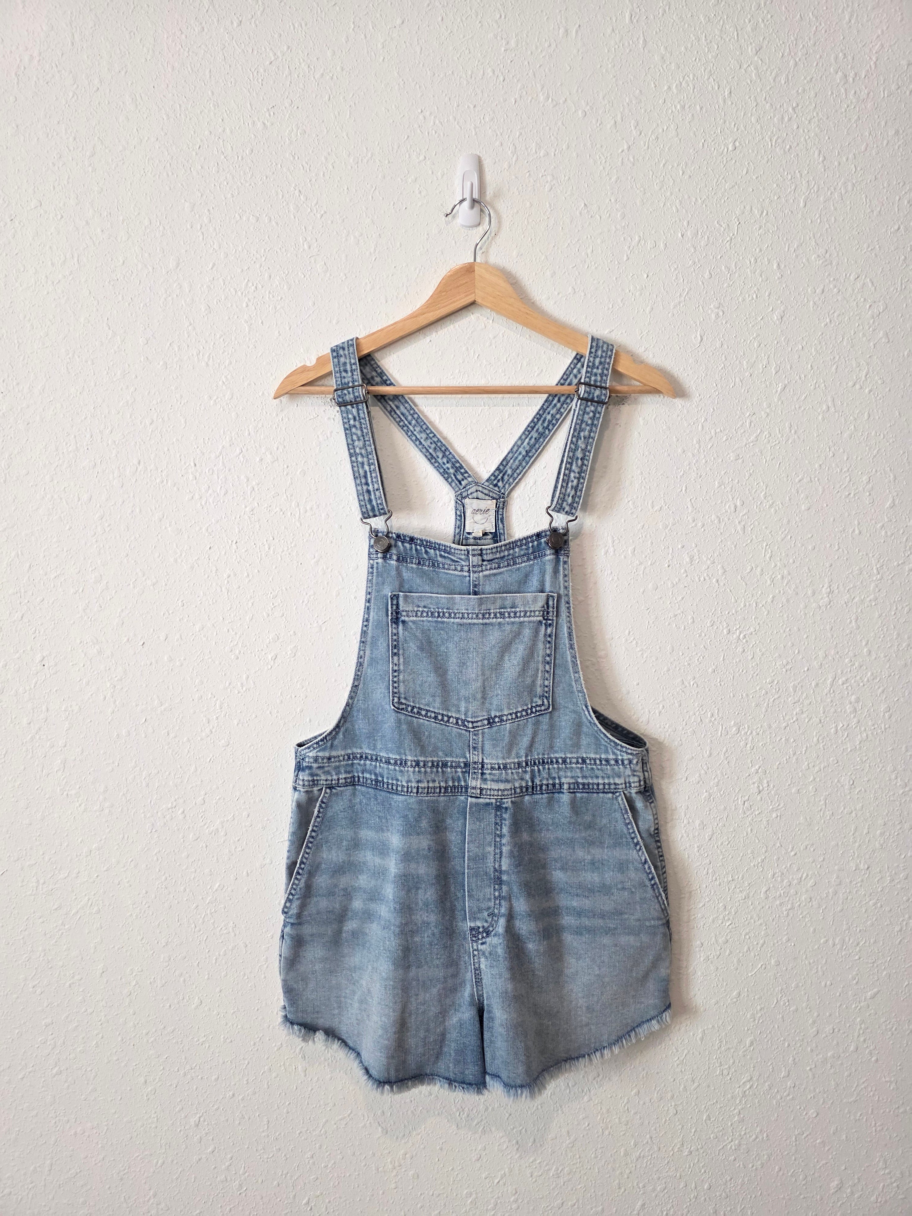 Aerie Light Wash Denim Shortalls (S)