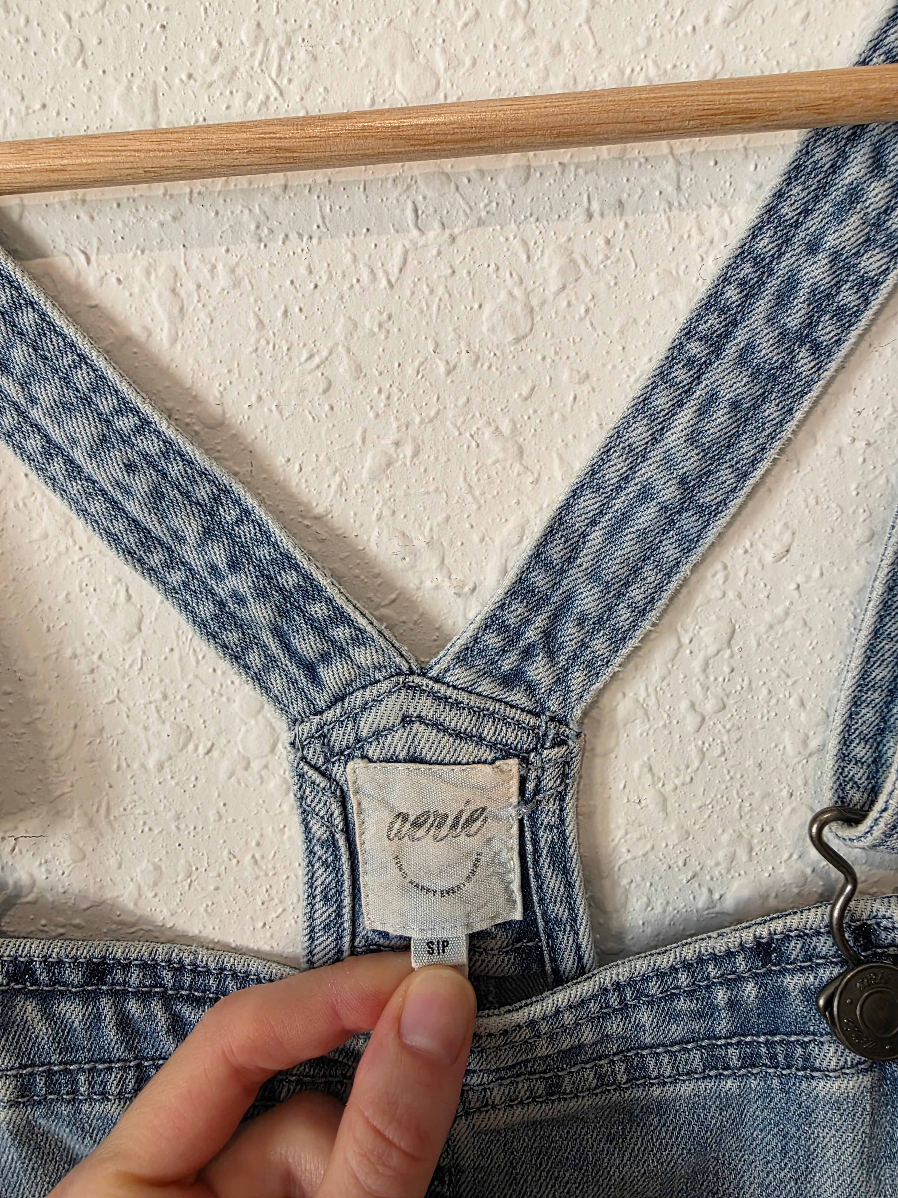 Aerie Light Wash Denim Shortalls (S)