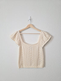 Crochet Knit Cotton Top (M)