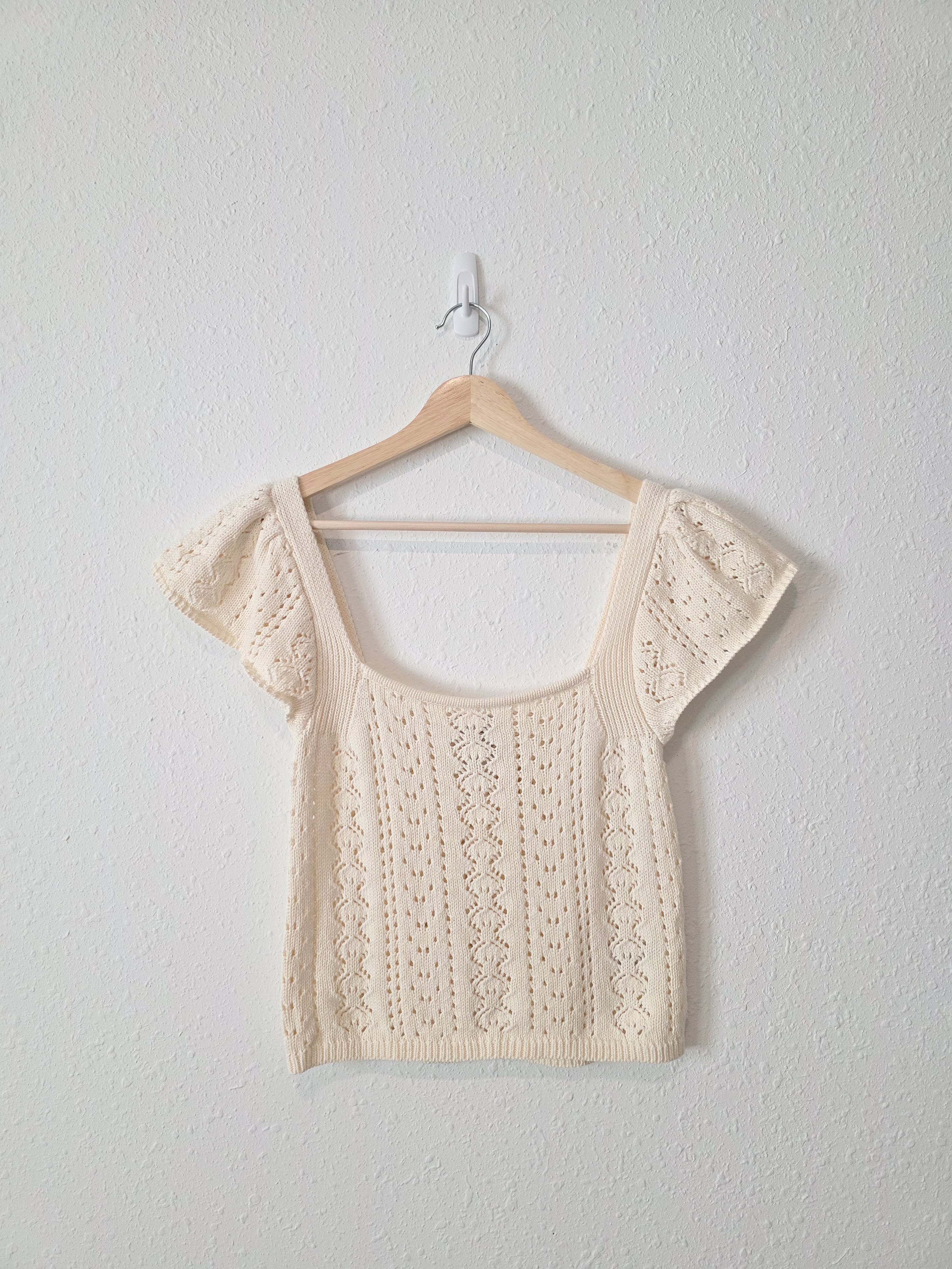 Crochet Knit Cotton Top (M)