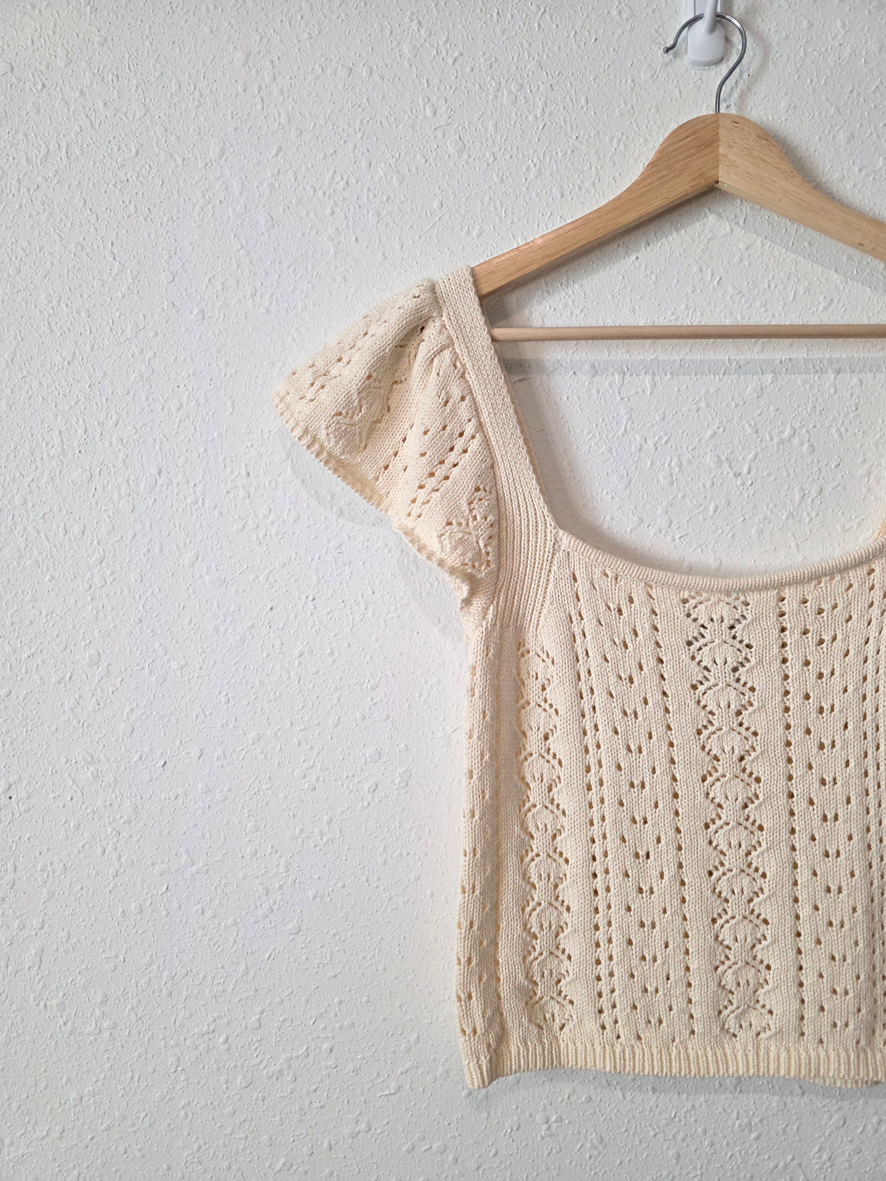 Crochet Knit Cotton Top (M)
