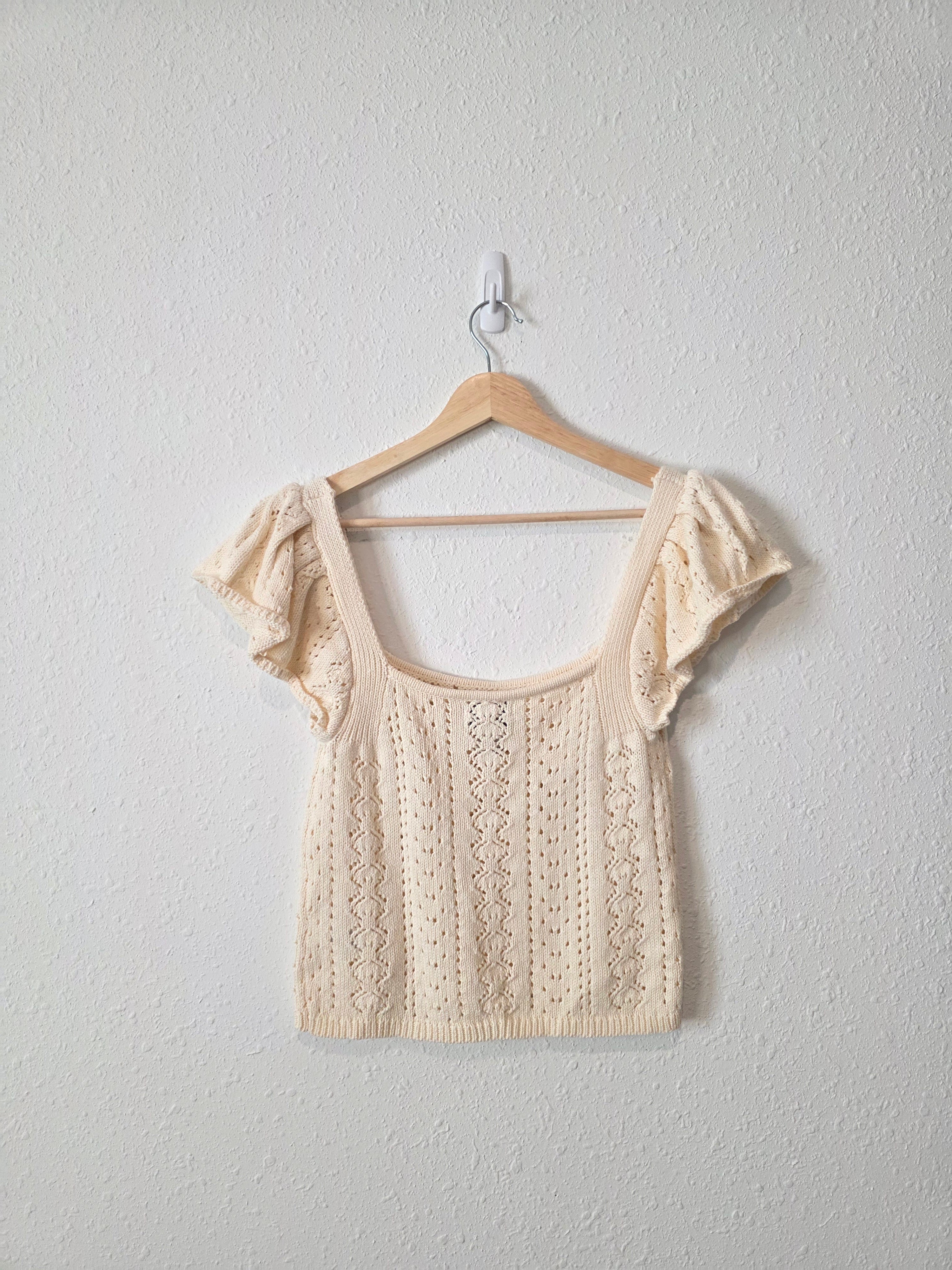 Crochet Knit Cotton Top (M)