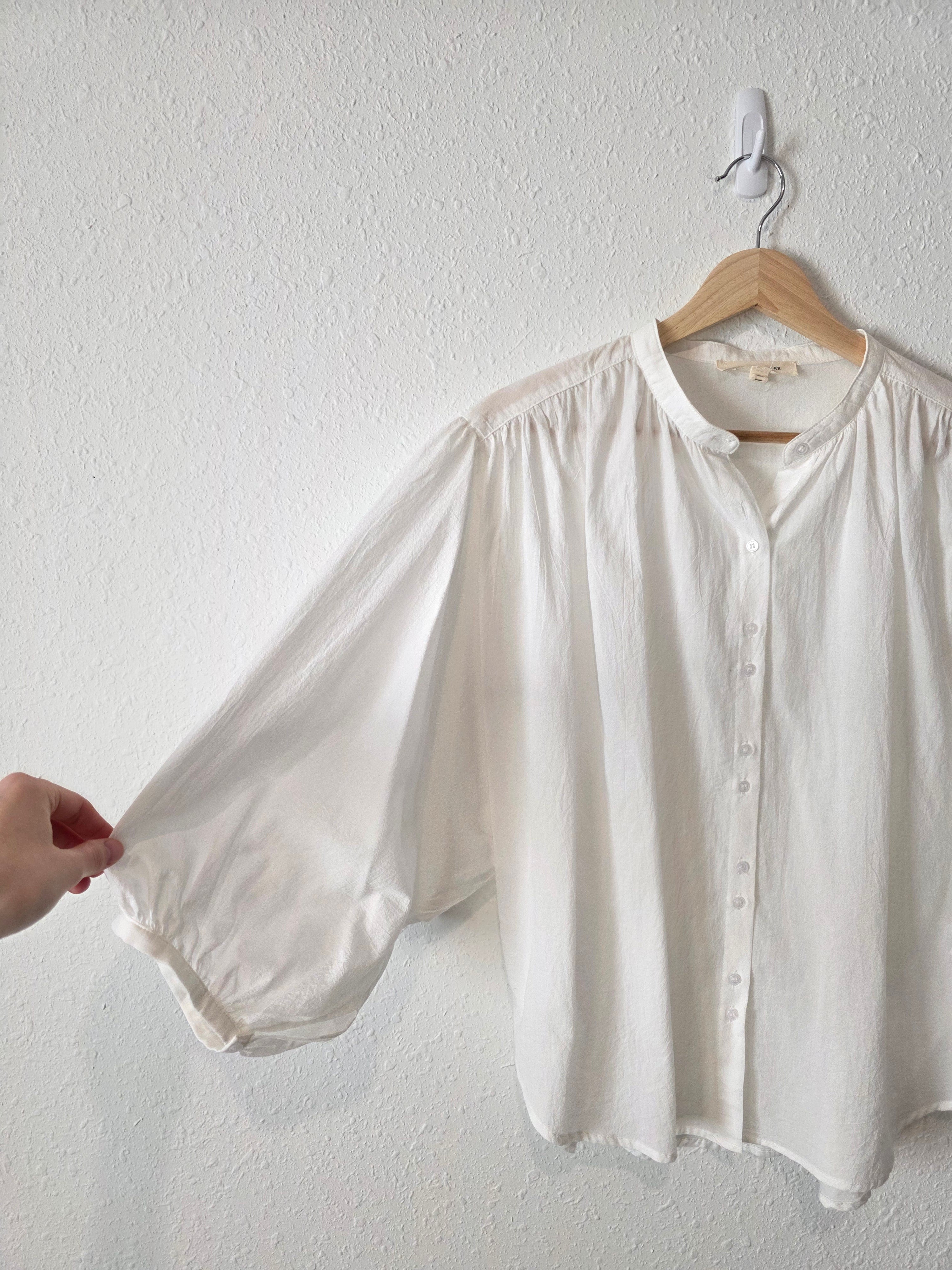 Grade & Gather Puff Sleeve Cotton Blouse (M)