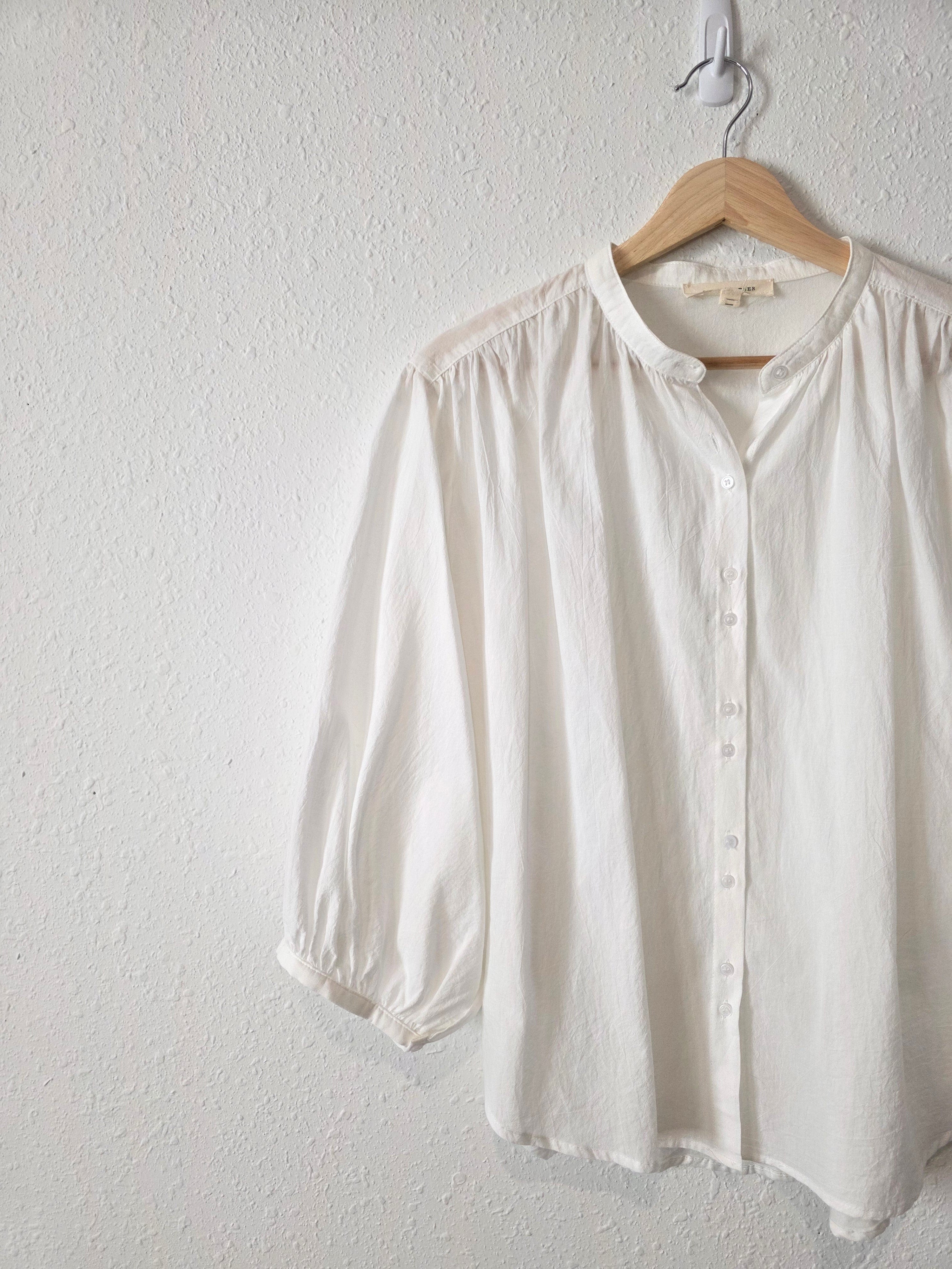 Grade & Gather Puff Sleeve Cotton Blouse (M)