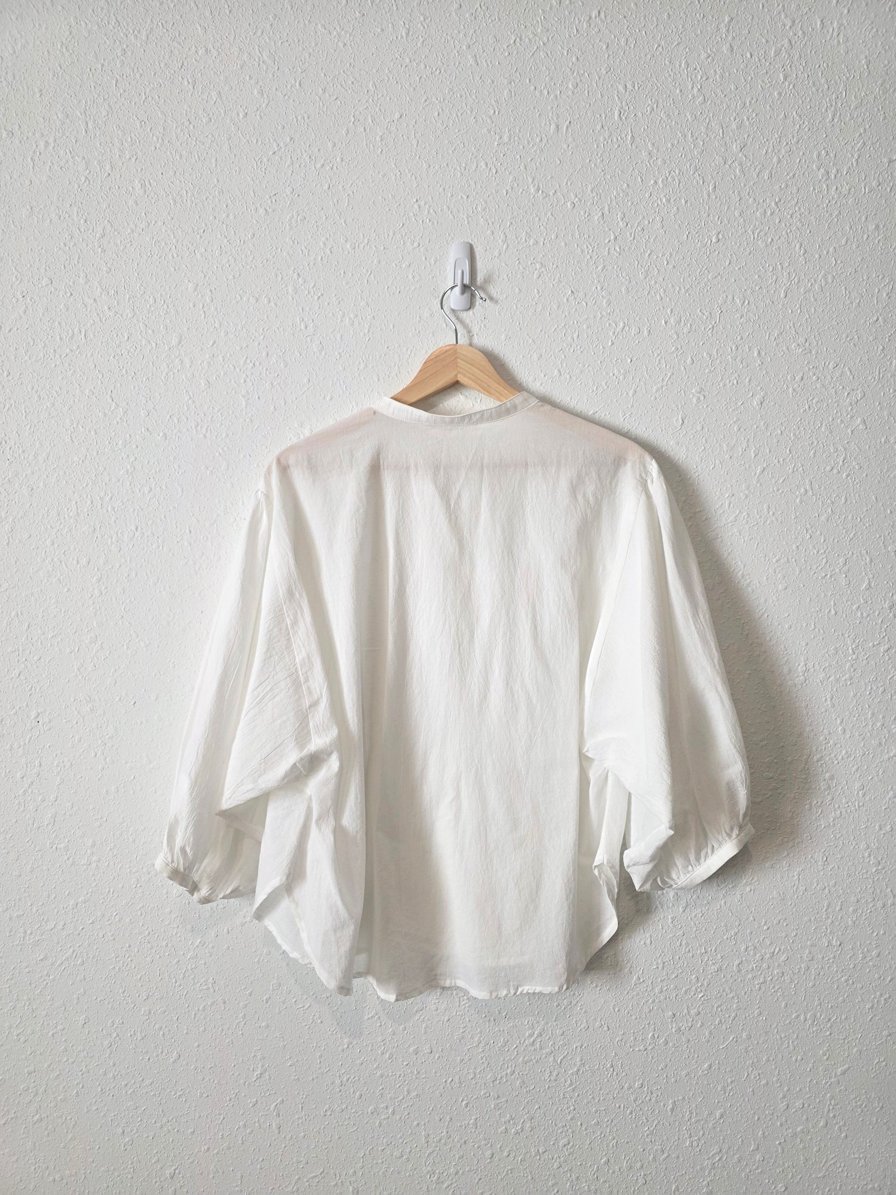 Grade & Gather Puff Sleeve Cotton Blouse (M)