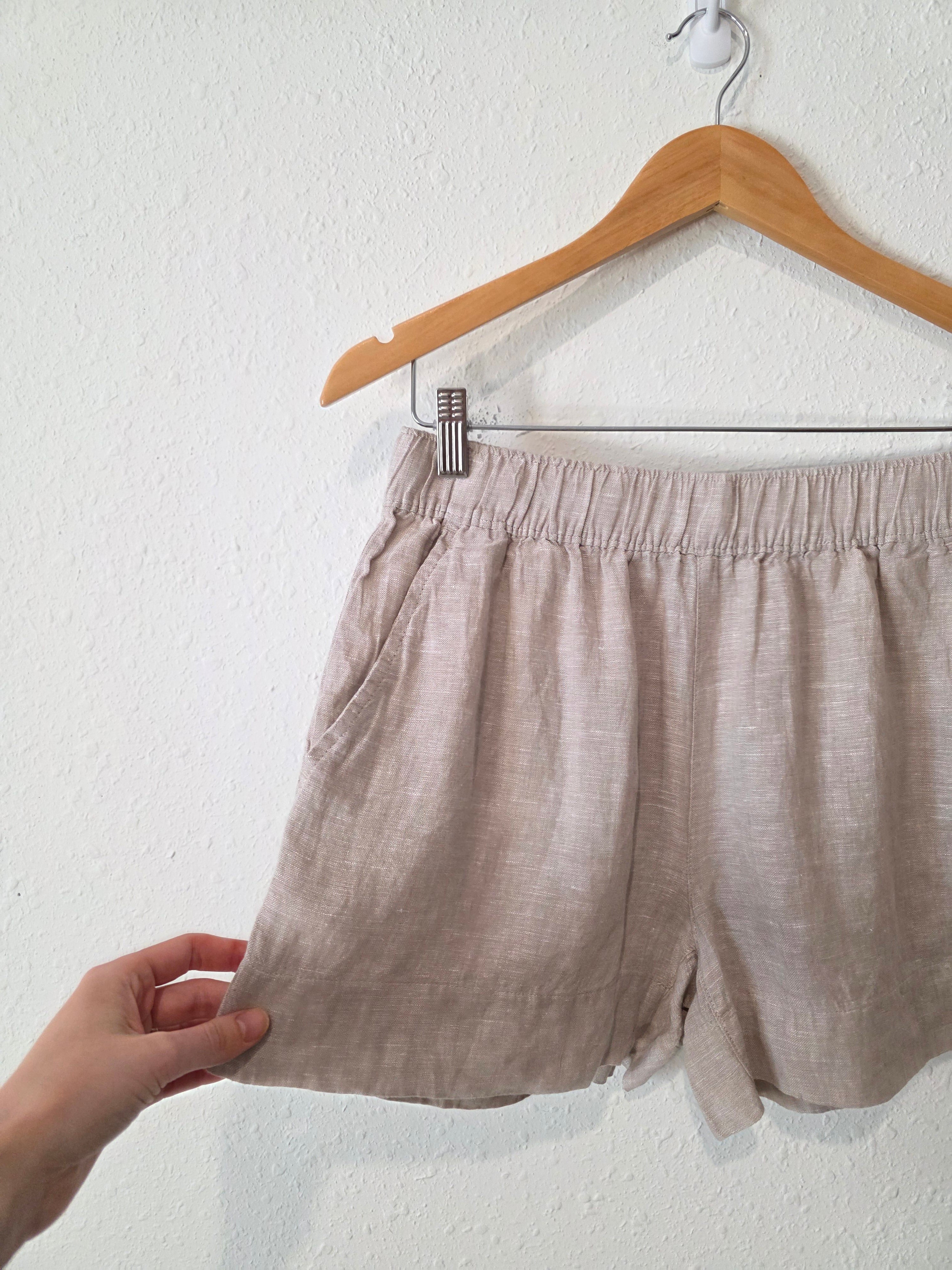 Neutral Linen Relaxed Shorts (S)
