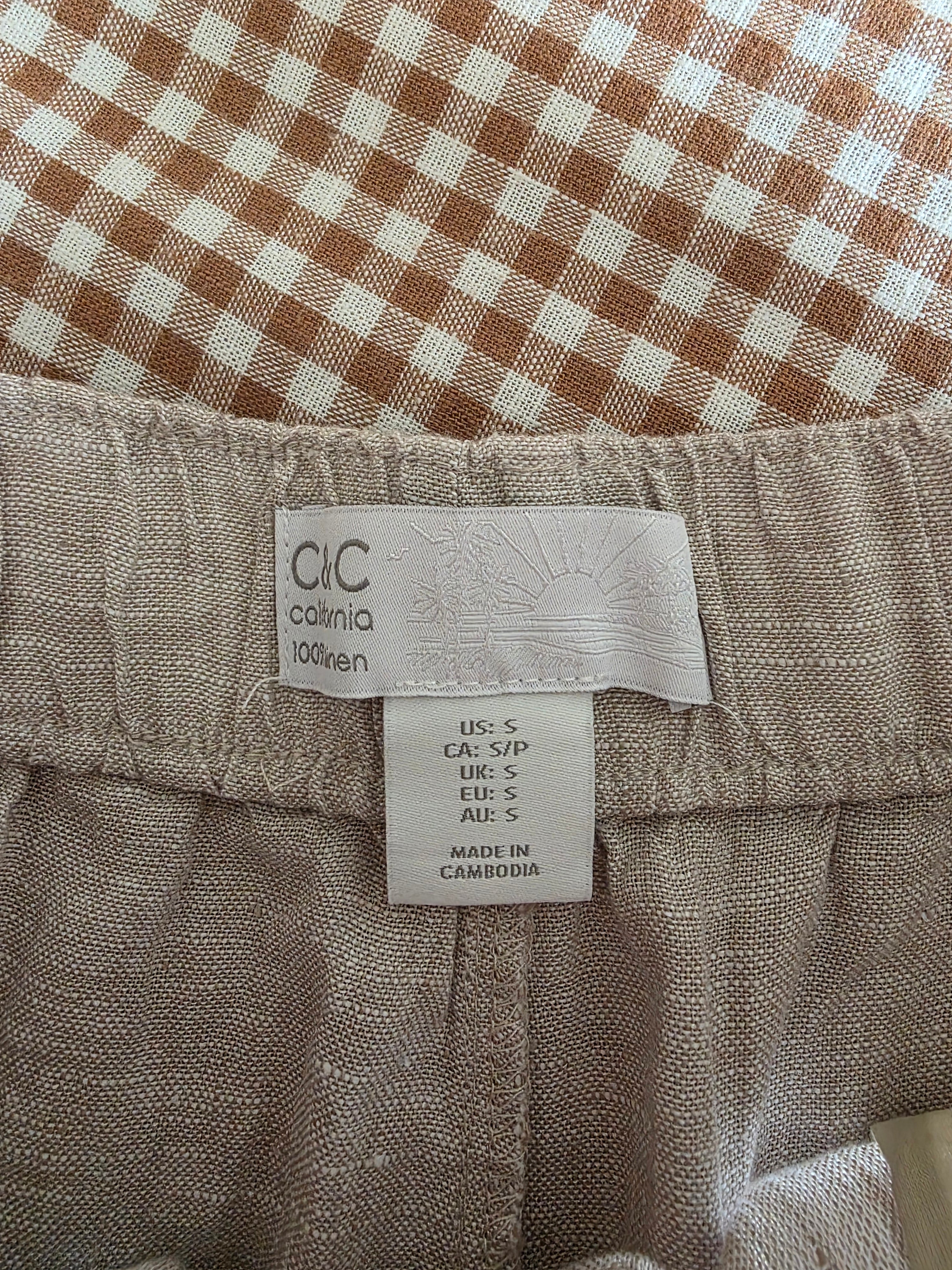 Neutral Linen Relaxed Shorts (S)