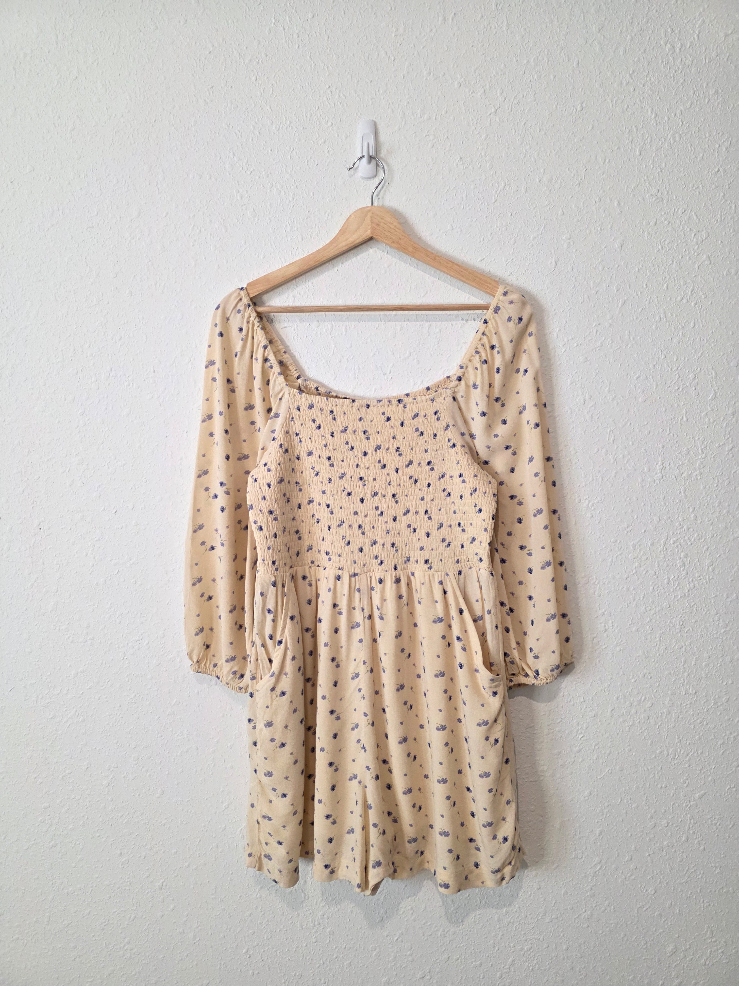Cream Floral Smocked Romper (M)