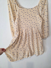 Cream Floral Smocked Romper (M)