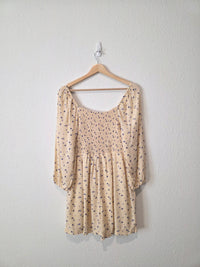Cream Floral Smocked Romper (M)