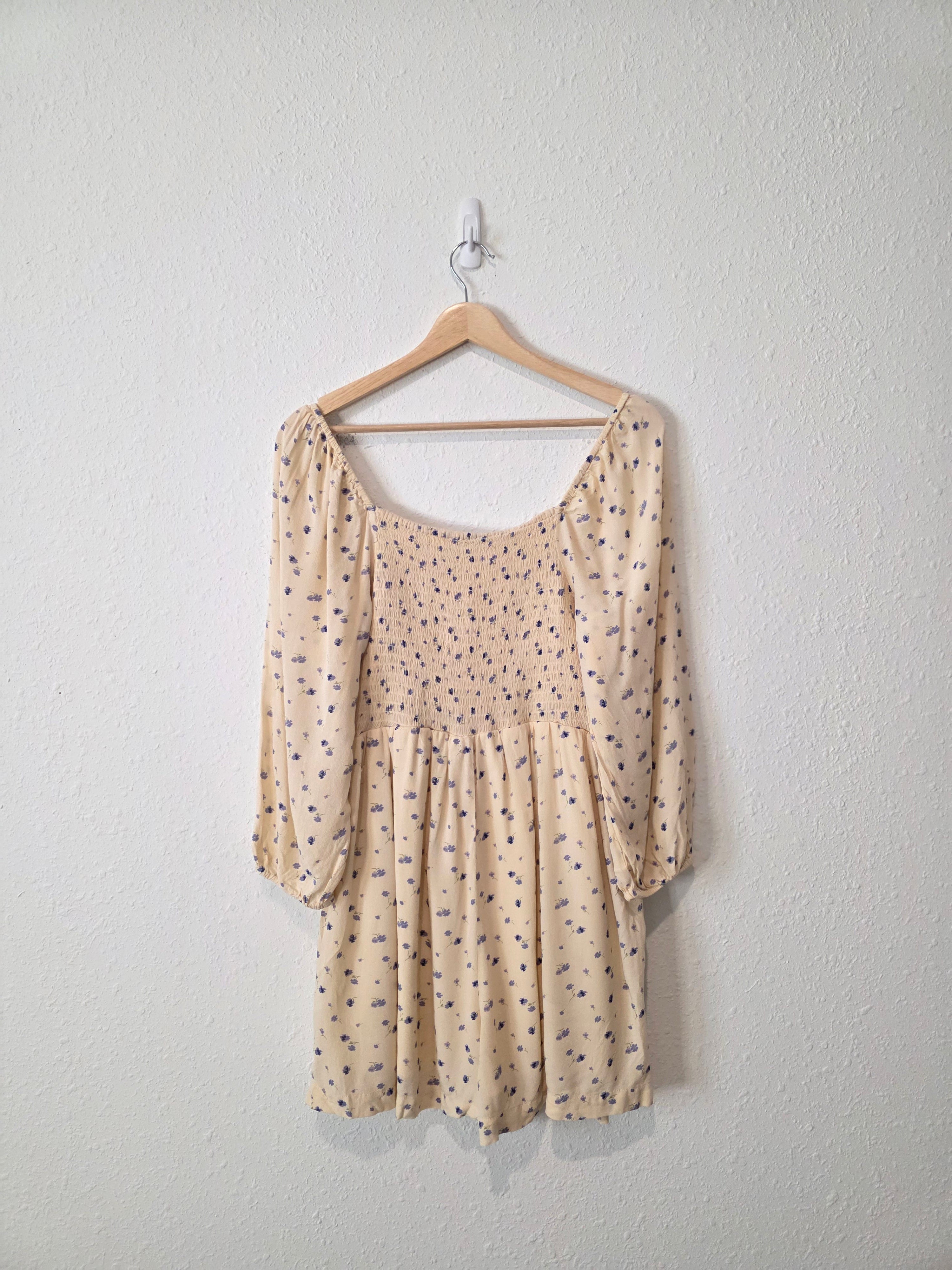 Cream Floral Smocked Romper (M)