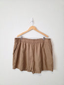 Brown Linen Pull On Shorts (XXL)
